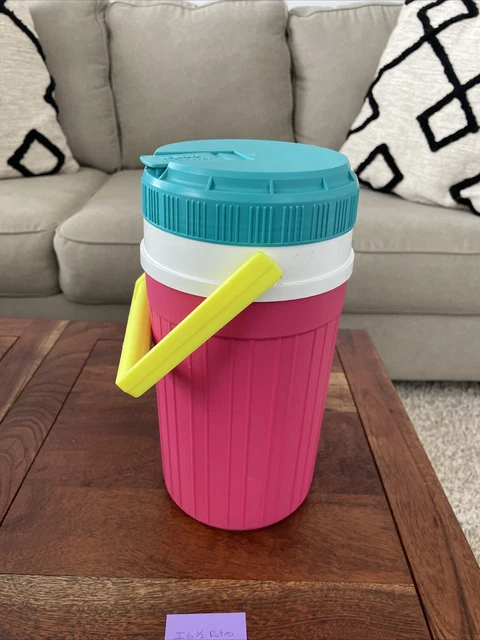 Vintage IGLOO 1/2 Half Gallon Water Jug Cooler Pink, Yellow Teal Retro Neon!