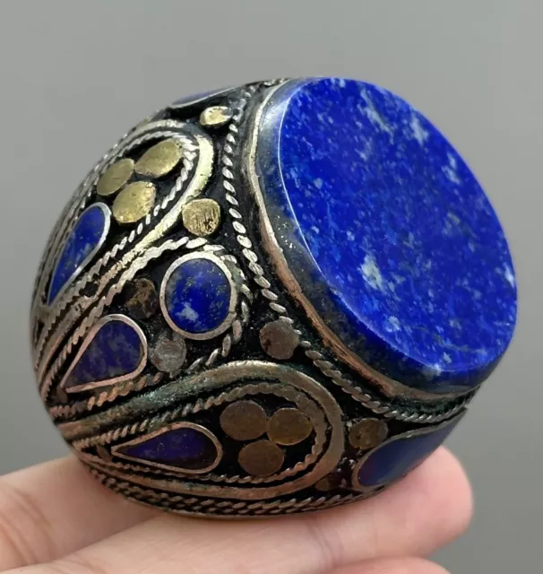 Beautiful afghan silver  old lapis lazuli stone wonderful stone Ring