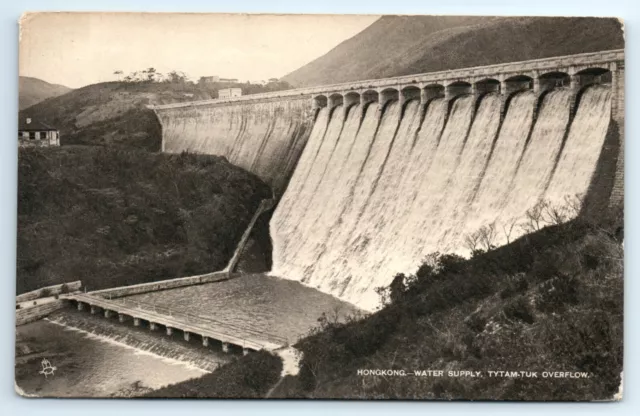 ORIGINAL VINTAGE POSTCARD China, Hong Kong Water Supply Tytam Tuk Overflow Tuck