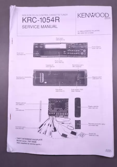 Original Service Manual inkl. Schaltplan zu Kenwood KRC-1054R