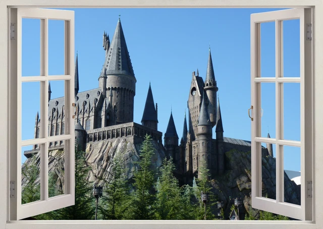 CASTLE HOGWARTS WIZARD 3d Effect Window Wall View Sticker Poster 64 £10 ...