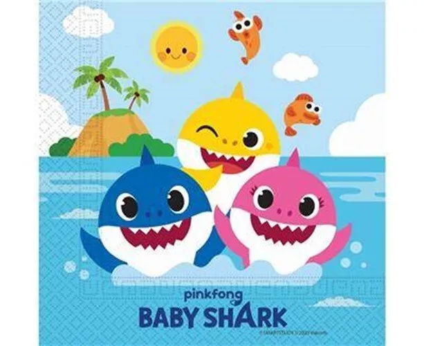Baby Shark Party Tableware Napkins, 20 pcs (0196)