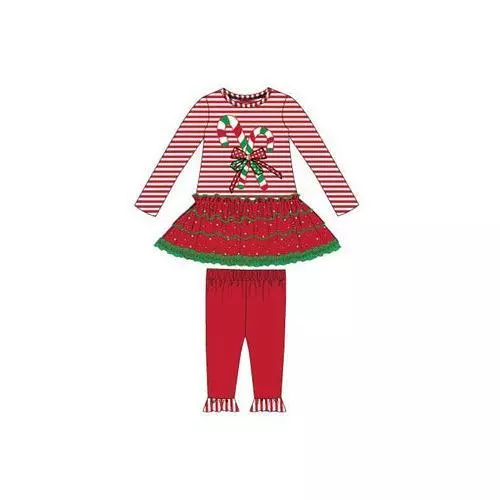 Bonnie Jean Little Girls Christmas Candy Cane Legging Set