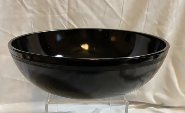 Total Black Glass Round Serving Bowl Salad Pasta Bowl 9" in Diameter - READ