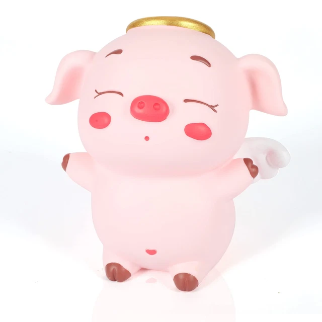 Angel Piggy Bank, Shatterproof Happy and Freedom Pig Coin Bank, Creative