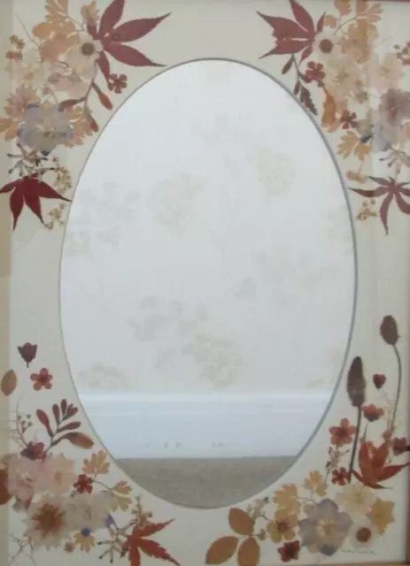 Lovely Vintage Decorative Gilt Frame Mirror Real Pressed Flowers Shirley Tomblin 2