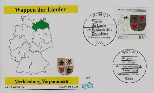 BRD FDC MiNr 1661 (1) Wappen Länder der Bundesrepublik II Mecklenburg-Vorpommern