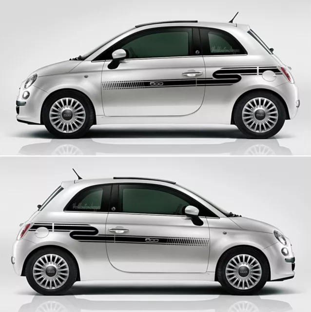 Fasce adesive Stickers Laterali per Fiat 500 Auto Tuning Sport Fiat