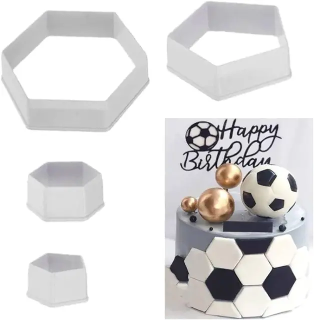 Cortador de galletas de pelota de fútbol, cortador hexagonal, decoraciones de pasteles de fútbol - 4 tamaños para