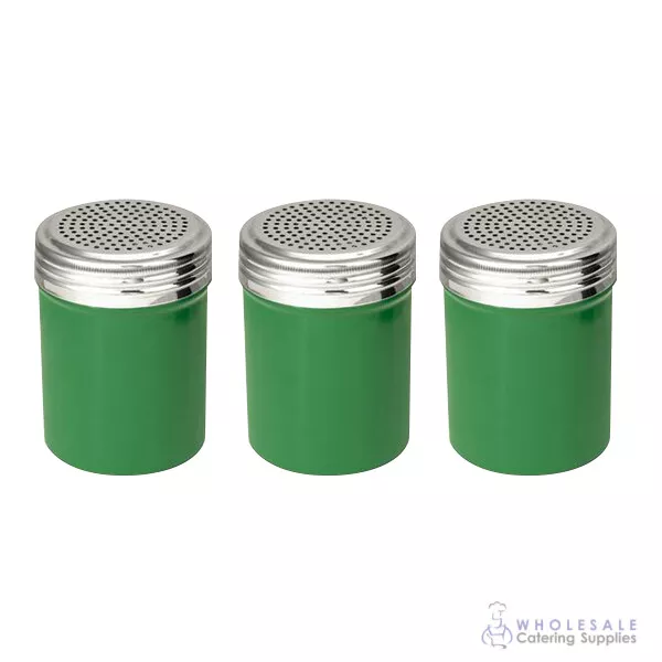 3x Salt Dredge 285mL Green Colour Coded Seasoning Shaker Sugar Spice Pepper