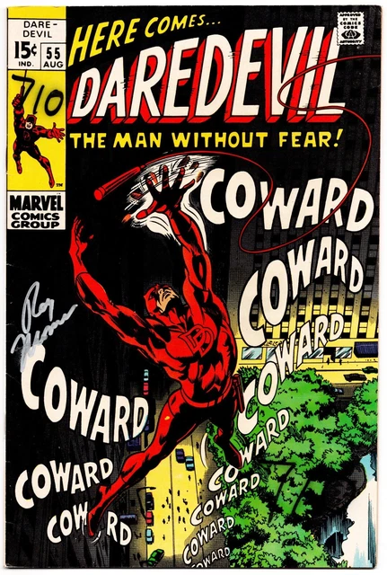 Daredevil #55 FN Signed w/COA Roy Thomas 1969 Marvel Comics