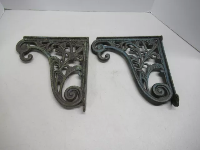 2 Cast Iron Antique Style Large Brackets Garden Braces RUSTIC Shelf Bracket