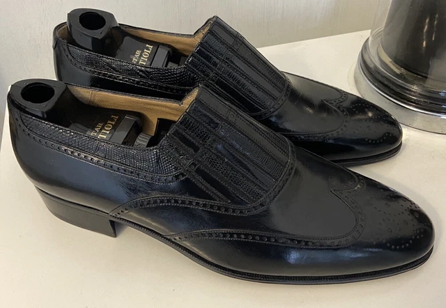 ARTIOLI STAR BROGUE Dress Shoe Leather Slip On Black UK Size 7 5 EU 41 artioli-star-brogue-dress-shoe-leather-slip-on-black-uk-size-7-5-eu-41