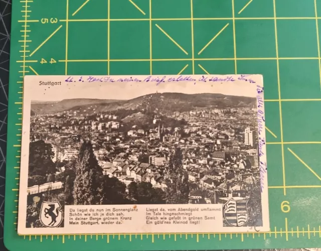 Stuttgart Germany Porsche Mercedes Auto City View Postcard Posted 1936 3