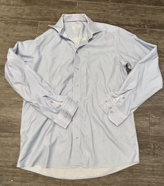 Eton Shirt Mens 16.5 42 Blue Slim Fit Dress Long Sleeve Cotton Button Down