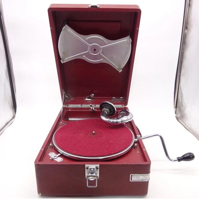 VINTAGE HMV HIS Master's Voice Gramophone Model 102 Portable Record