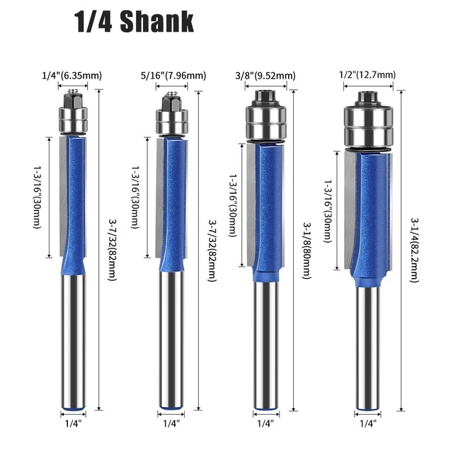 Double Bearing Router Bit 1Pcs 6mm Shank Double Bearing Trimming Cutter