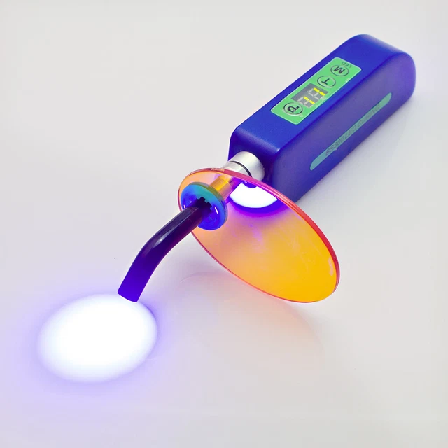 Dental Wireless Cordless LED Cure Curing Light 1500mw for Dentist Safe Blue