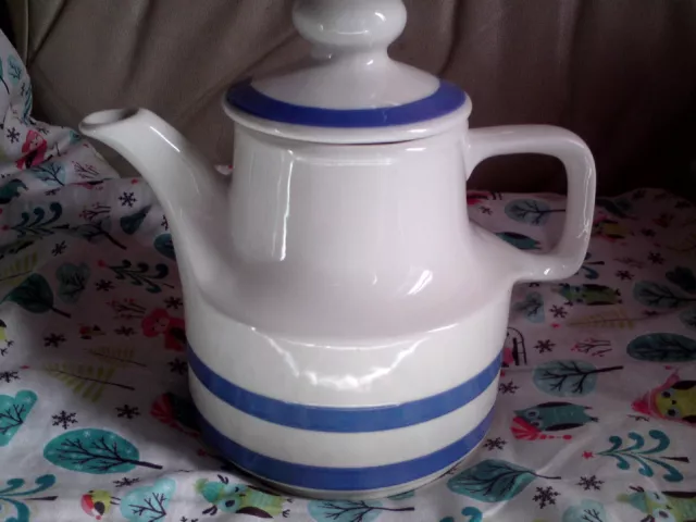 Vintage Midcentury 1970’s Cornish Ironstone Blue & White Teapot/Coffee Pot,VGC.