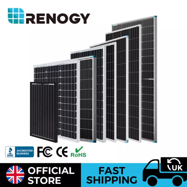 Renogy 30W 50W 100W 175W 200W 320W 640W Mono Solar Panel 12V Off Grid Power RV