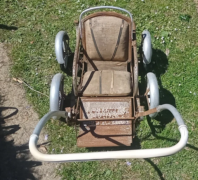 Ancien Landau De Poupée – Fin XIXème, Poussette Miniature à Restaurer
