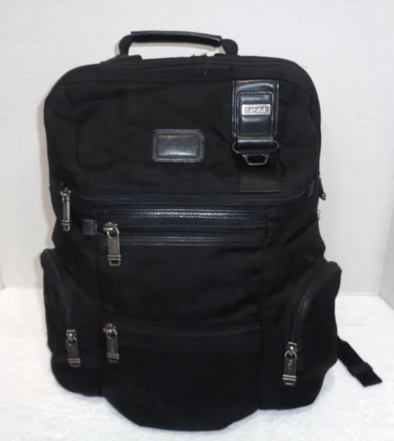 TUMI ALPHA BRAVO Knox backpack Black Nylon/Leather EUC! 2