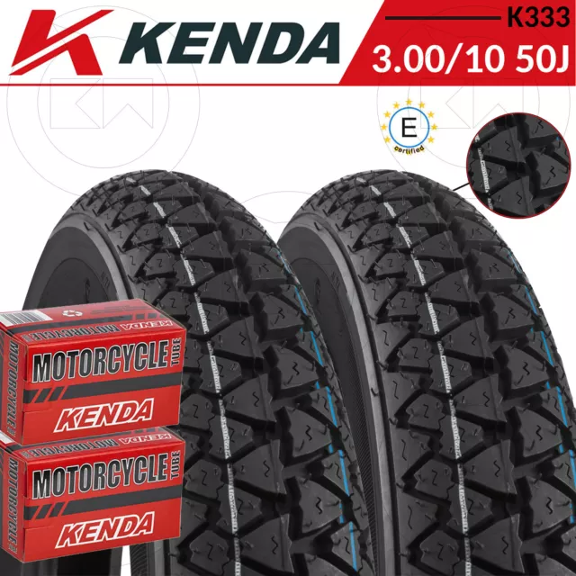 Kit 2 Gomme Kenda 3.00.10 3.00/10 K333 50J + Camere D'aria Vespa 50 R N Special