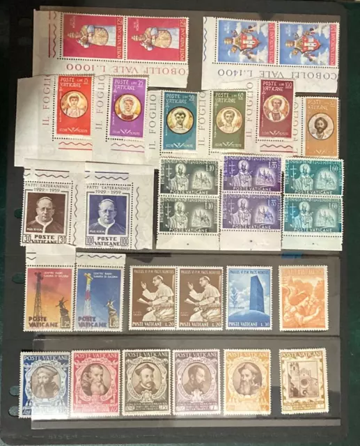 Vatican City. 1946 to 1959.  MINT SETS AND PART SETS. ALL MINT NEVER HINGED.