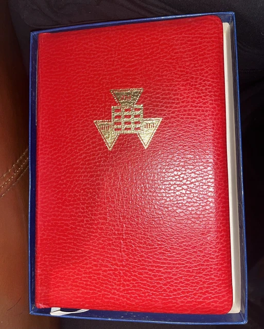 1968 HOLY BIBLE KJV Masonic Ed Temple-Illustrated Genuine Leather RED