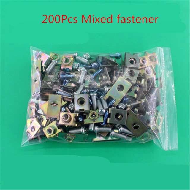 200x Mixed Metal Fastener Auto Car Body Door Fender Panel Screw U Clips US Stock