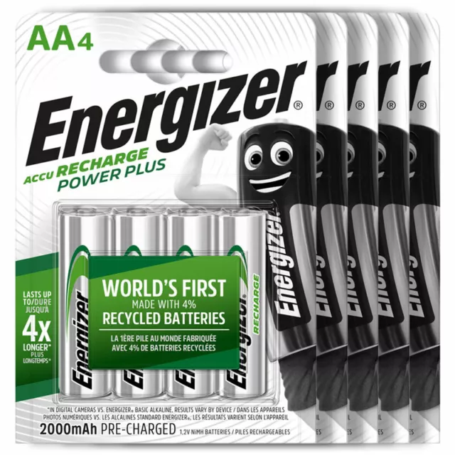 20 x Energizer AA Power Plus 2000 mAh Rechargeable batteries 1.2V NiMh Accu HR6