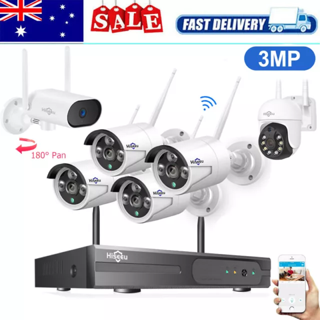 Hiseeu 10CH Wifi Wireless CCTV System 3MP Home Security IP Camera Kit Ourdoor HD