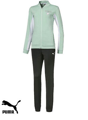 Junior Youths Kids Girls Puma mint green and black ‘Poly’ Track Suit