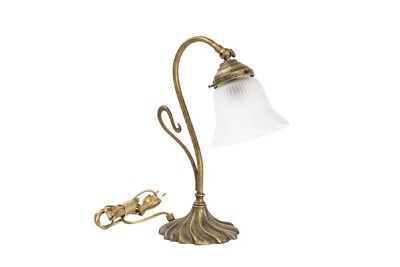Lampada Abat-jour applique in ottone stile liberty vetro satinato bianco