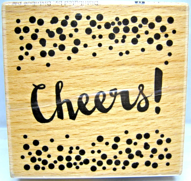 2015 Hampton Art Studio G - Cheers! - 2 1/2" X 2 1/2" Rubber Ink Stamp - Nice