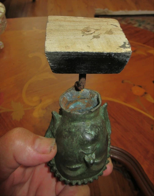 Antique 19th Century Sukhothai Mounted Bronze Buddha Head 5