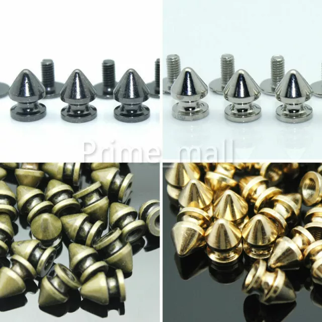 100 x Punk Spike Cone Screw Back Studs/Rivets 7mm x 10mm Leather craft Decor