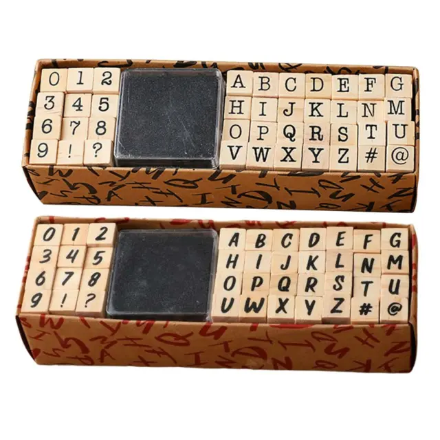 40-teiliges Alphabet-Stempel-Set, Holz-Gummi-Alphabet-Buchstaben-Zahlen-Stempel