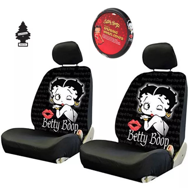 For Honda New Betty Boop Front Low Back Car Truck Seat Steering Wheel Covers