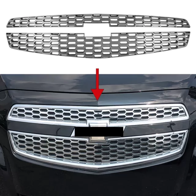 For 2014-2015 Chevy Silverado 1500 LTZ Chrome 2PC Grille Grill Insert  Overlay