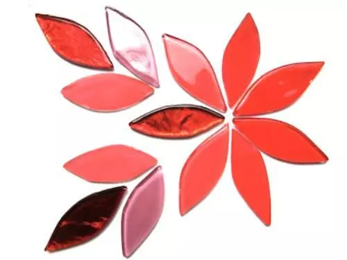 Red Mix Glass Petals - Mosaic Tile Supplies Art Craft