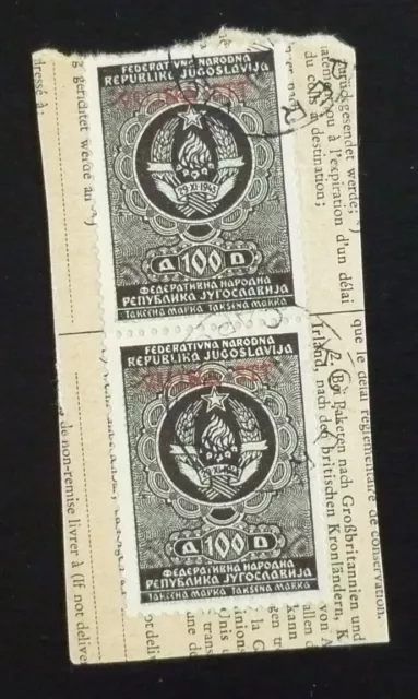 Slovenia c1950 Italy VUJA STT Ovp. Yugoslavia Revenues Used on Fragment! US 5