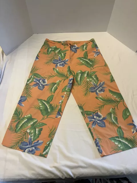 Lauren Ralph Lauren Polo Women’s Orange Tropical Floral Crop Pants Size 10