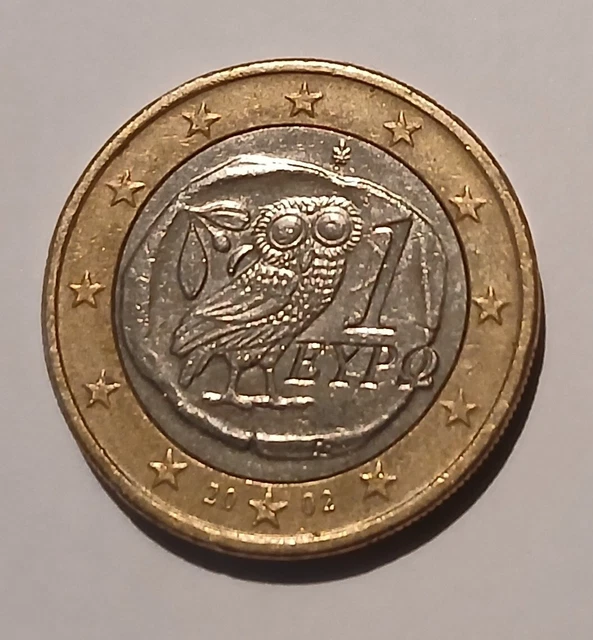 1 Euro Münze Eule Mit S Im Stern 1 EURO MÜNZE Eule Griechenland 2002 Prägung im Stern nicht deutlich EUR