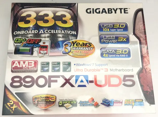 GIGABYTE GA-890FXA-UD5 AM3 AMD 890FX SATA 6Gb/s USB 3.0 ATX AMD Motherboard