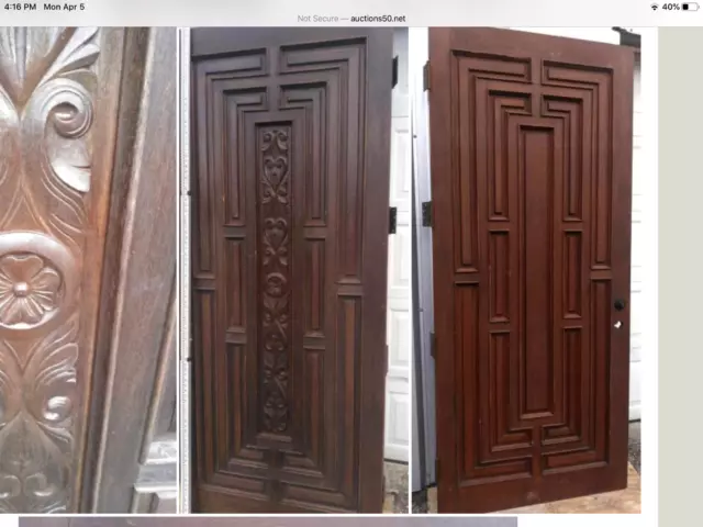 Carved Mahogany  Vintage 41” Wide Exterior Wood Door
