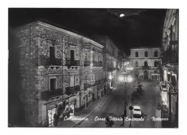 Sicilia Caltanissetta Corso Vittorio Emanuele Notturno Cartolina Non Viaggiata