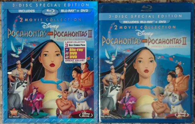 NEW Pocahontas II 2 Movie Collection Blu-ray DVD 3-Disc Set Special w Slipcover