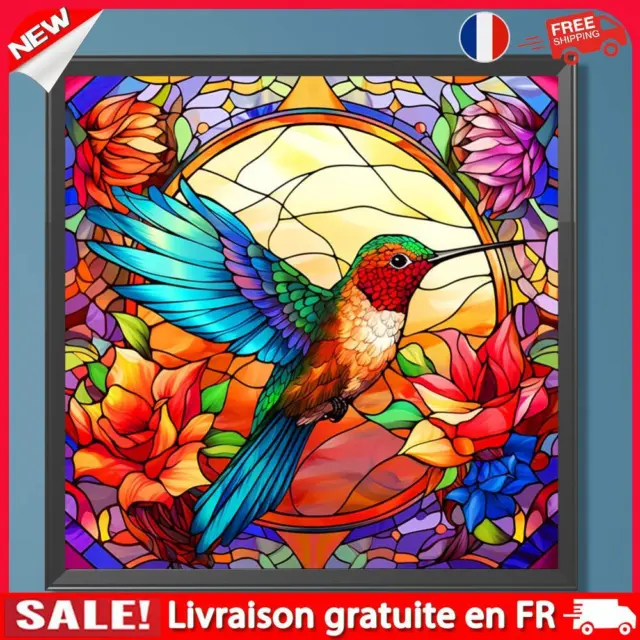 5D DIY Full Round Drill Diamond Painting Stained Glass Hummingbird Decor(A7416)