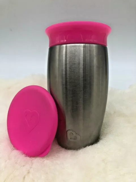 Munchkin Stainless Steel Miracle 360 Degree Sippy Cup, Hot Pink, 10 Ounce, New